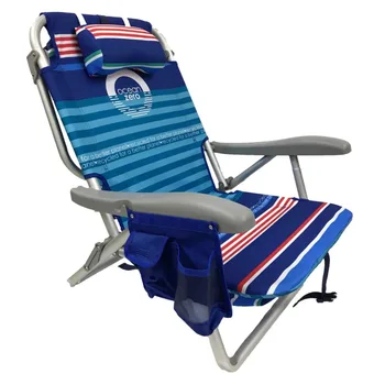 Набор из 2 штук. Экологичный роскошный рюкзак Ocean Zero, пляжный стул. В полоску.