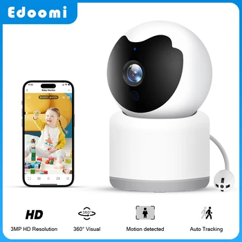 3-Мегапиксельная IP-WiFi Камера С функцией определения температуры и влажности, Умный детский монитор Tuya, 3-Мегапиксельная HD-камера, Видеокамера для няни