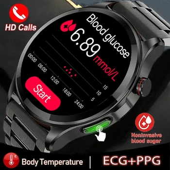 2023 Новые Смарт-часы ECG + PPG с уровнем глюкозы в крови, Мужские Спортивные Трекеры, Глюкометр, Термометр, Часы для здоровья, Bluetooth-вызов, Умные часы