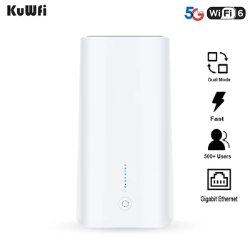 KuWFi 1800 Мбит/с 5G Маршрутизатор WiFi6 Точка Доступа Wi-Fi CPE Беспроводной Модем NSA/SA 802.11ax Гигабитный Порт Со Слотом для sim-карты Широкий Охват