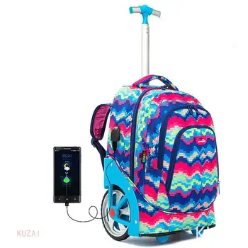 Рюкзаки-тележки, сумки для подростков, школьный рюкзак на колесиках для девочек, рюкзак на колесиках, детские багажные сумки на колесиках mochila
