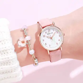 Набор светящихся женских часов, Повседневные Милые женские часы с маленьким циферблатом, Модные Розовые наручные часы для девочек, браслет, Подарок 2023 Montre Femme