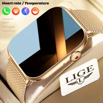 Новые смарт-часы LIGE для мужчин с AMOLED-экраном, температурой тела, спортивными часами для фитнеса, водонепроницаемыми, для вызова Bluetooth, для женщин, умными часами для мужчин