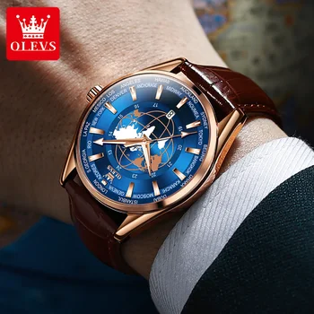 OLEVS 9926, роскошные мужские часы, светящийся календарь, циферблат часового пояса, мужские деловые часы, водонепроницаемые кварцевые мужские часы
