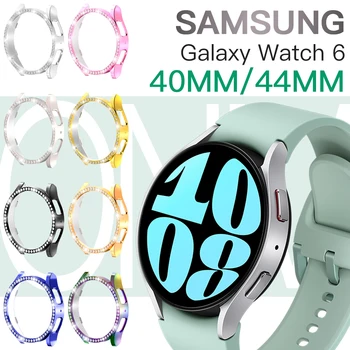 Блестящий чехол с бриллиантами для Samsung Galaxy Watch 6 40 мм 44 мм, жесткий бампер из ПК, противоударный чехол для Samsung Watch6, аксессуары