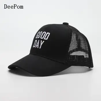 Детская бейсболка Deepom для девочек, шляпы для мальчиков, солнцезащитная детская шапка в стиле хип-хоп с вышитыми буквами, милые детские сетчатые кепки