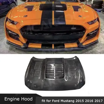 Чехол для капота двигателя из углеродного волокна для Ford Mustang 2015 2016 2017 Авто Украшения Автомобиля FRP неокрашенный