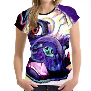 Модная Женская футболка с 3D красочной росписью, Футболки, Повседневные Топы с абстрактными Собаками, Футболка с цветочным принтом для девочек, Повседневная Женская Одежда Y2k