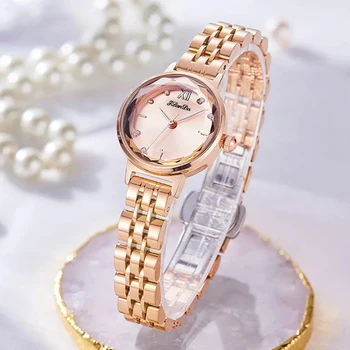 Женские роскошные часы-браслет из розового золота с кристаллами, женские кварцевые часы с бриллиантами, стальные женские наручные часы