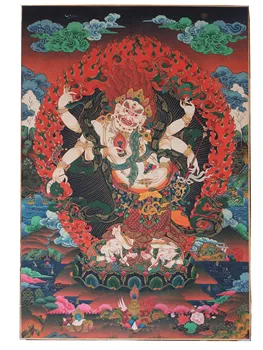 Принт Тхангга на ткани, тибетская роспись