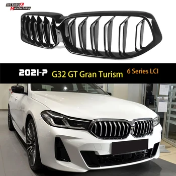 G32 GT LCI Фортепианная Черная Решетка Переднего Бампера И Капота BMW 6 Серии Gran Turismo 2020 + Двойная Линия Стайлинга Автомобилей Гоночные Решетки