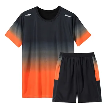 Мужской летний комплект 2023, Новая футболка градиентного цвета, пять брюк, Спортивный повседневный костюм для пар из двух предметов