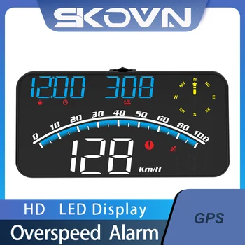 Головной дисплей SKWG10 GPS HUD Цифровой Одометр Сигнализация Автомобильный Спидометр Бортовой компьютер Светодиодный экран автоматического отображения Проекторы