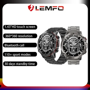 Lemfo Смарт-Часы Мужские Женские AK56 Спортивные Режимы 400 мАч Монитор здоровья Bluetooth Вызов Smartwatch 2023 1,43 Дюйма HD 360*360