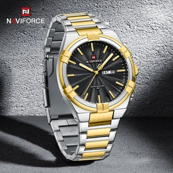 Лучший оригинальный бренд NAVIFORCE, кварцевые часы для мужчин, Роскошные водонепроницаемые повседневные наручные часы из нержавеющей стали 2023, Новый модный дизайн