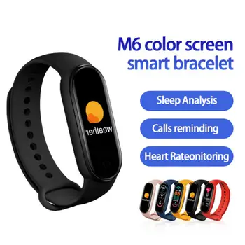 Смарт-браслет M6 Смарт-Часы Фитнес-Трекер Пульсометр Монитор артериального давления Цветной экран Смарт-Браслет Для мобильного телефона