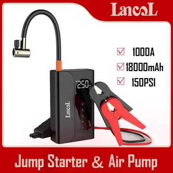 LANCOL 4 В 1 1000A Jump Starter 150PSI Воздушный Компрессор 18000mAh Power Bank Воздушный Насос Для Накачки Шин Стартер Зажигания Автомобиля