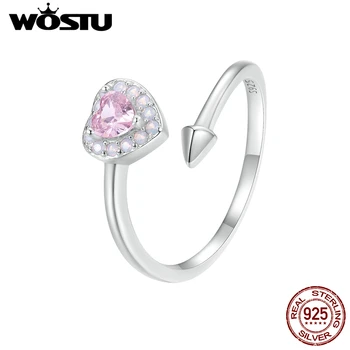WOSTU, Оригинальное кольцо для пирсинга в виде розового сердца из стерлингового серебра 925 пробы с нанометровым камнем, Опал, изысканные ювелирные изделия для женщин, подарок на вечеринку, свидание