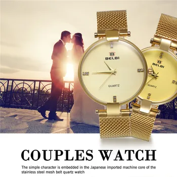 Часы для влюбленной Пары, Мужские Женские часы с кристаллами бренда Lancardo, Роскошные Модные Деловые Часы с золотой сеткой, Кварцевые наручные часы