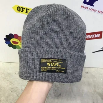 WTAPS алфавитные лозунги логотип теплая изоляция холодная шапка вязаная шапка шерстяная шапка