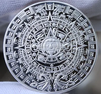2 шт./лот, календарь с длинным счетом майя, ацтеков, религия, таинственное искусство, подарок, посеребренная сувенирная монета