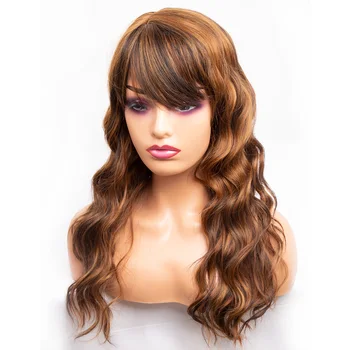 Амир Синтетические Длинные Глубокие Волнистые парики с челкой, черные светлые волосы для женщин, коричневые парики, Синтетический термостойкий парик для косплея