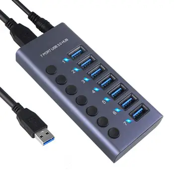 Передача данных Многопортовый концентратор Usb3.0 С независимым переключателем, Высокоточная USB-док-станция, USB-разветвитель, Портативная передача данных