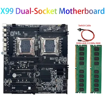 Материнская плата X99 с двумя разъемами LGA2011-3 с двойным процессором черного цвета с 2XDDR4 4 ГБ оперативной памяти 2133 МГц + кабель переключения