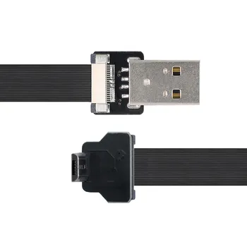 CY Наклонный USB 2.0 Type-A для подключения к Micro USB 5Pin для передачи данных Плоский Тонкий гибкий кабель для FPV, диска и телефона