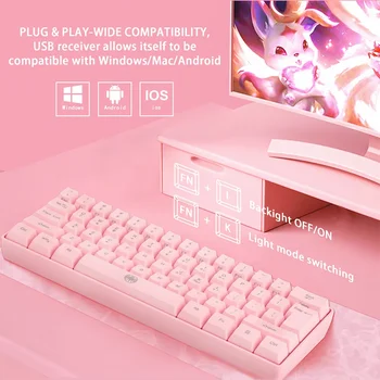 61 Клавиша с RGB подсветкой, 2,4 G Bluetooth-совместимая двухрежимная беспроводная клавиатура, Игровая компьютерная клавиатура для геймерского ПК-ноутбука