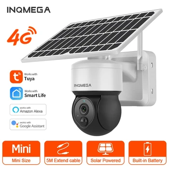 Камера INQMEGA TUYA 4G SIM С солнечной панелью, встроенным аккумулятором, функцией обнаружения движения человека PIR С поддержкой TUYA Alexa И Google Assi