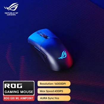 Asus ROG Keris Wireless AimPoint 36K RGB Gaming, оптическая легкая мышь с разрешением 36000 точек на дюйм, Трехрежимное подключение, 5 программируемых кнопок
