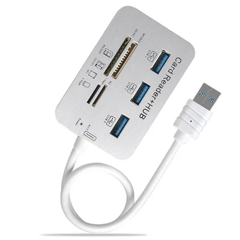 3 порта USB 3.0 Концентратор MS SD M2 TF Адаптер для чтения карт памяти Multi-In-1 с кабелем Алюминиевый 3-портовый концентратор Компьютерные аксессуары