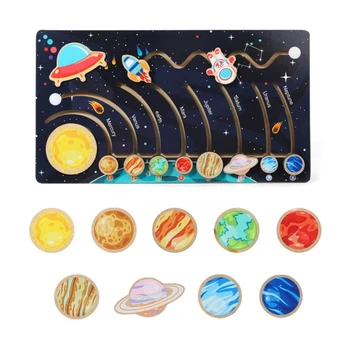 Деревянная игрушка-головоломка с Восемью Планетами Для детей Солнечная система, Настольная игра-головоломка, Игрушки для раннего развития, подарки
