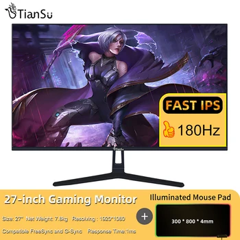 Компьютерный монитор Tiansu 27 дюймов 144 Гц PC Gaming IPS Screen Monitor 180 Гц Gamer Ноутбуки HDMI-совместимые Мониторы VGA 1920*1080