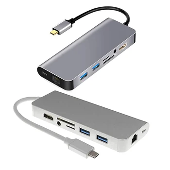 8 в 1 USB-концентратор Type-c, Многофункциональная док-станция, конвертер, инструмент