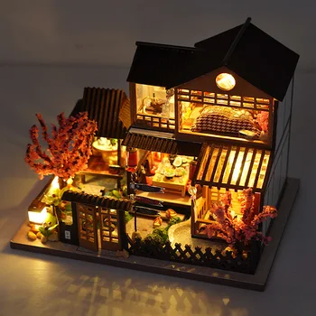 Деревянная самодельная миниатюрная вилла в стиле древней архитектуры, модель дома ручной работы, 3D игрушки-головоломки, подарки на День рождения и Рождество