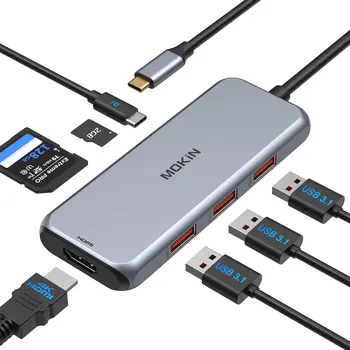 Концентратор USB C, Адаптер USB C к HDMI с разрешением 4K @ 60 Гц, USB-адаптер для MacBook, Ключ для Mac, Док-станция для ПК мощностью 100 Вт для ноутбука MacBook Pro с Windows/Air