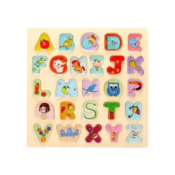 Алфавит, деревянная головоломка, игрушки Монтессори, 3D головоломка, ранняя обучающая настольная игра для малышей, лучшие подарки для детей старше 3 лет