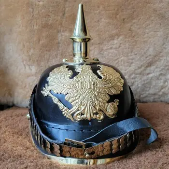 Пруссия Немецкий Пикельхауб Латунная Шляпа 62 см Винтажный Железный Военный Офицер