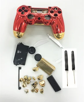 PS4 Полный комплект Корпус чехол Хромированный Золотисто-Красный Чехол Защитная Крышка Замена Для PS4 Playstation 4 V1 Контроллер с Отверткой