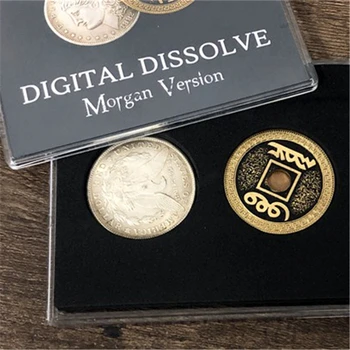 Цифровое растворение (версия Morgan) Монета для фокусов Визуально меняет магию Фокусник Крупным планом Иллюзии Трюк Реквизит Ментализм