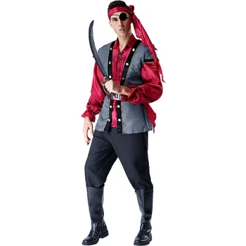 Мужской Пиратский костюм Капитана для косплея, костюм для ролевой игры на Хэллоуин, Маскарадный костюм