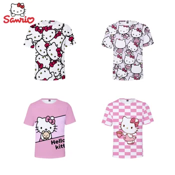 Новая анимационная периферийная мультяшная картинка Sanrio kawaii Hello Kitty, милая футболка с короткими рукавами, креативный топ ins, подарок оптом