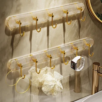 Роскошные крючки для ванной комнаты цвета: Золотистый, Серебристый, без сверления, Настенный крючок, самоклеящиеся держатели для полотенец, сумок для ключей, Вешалка для одежды без перфорации