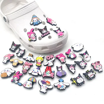 30 Шт. Амулеты для обуви Sanrio Kawaii Kuromi Cinnamoroll Melody Jibbitz Decration Crocs DIY Сандалии Аксессуары для обуви для Детей Подарки