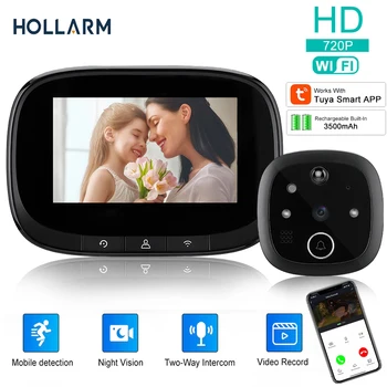 Hollarm Tuya Дверной звонок в Глазок Водонепроницаемый Wifi 4,3-дюймовый Видеодомофон PIR Обнаружение Движения Eye Video-eye Smart Home Security