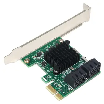 Адаптер SATA PCIe 4 Порта SATA III для PCI Express 3,0x1 Карта расширения Контроллера Скорость передачи 6 Гбит/с Для Майнинга Биткоинов