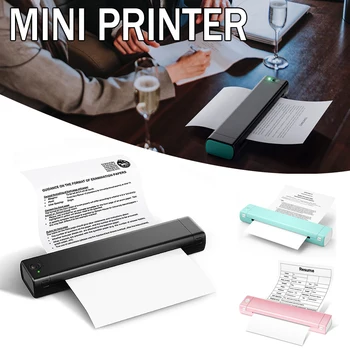 Беспроводной принтер, совместимый с Bluetooth, для формата печати 210 мм, мобильная печать, компактный принтер для фотоизображений, школьные принадлежности