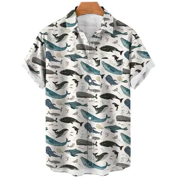 2022 Летние Рубашки Для мужчин С морскими животными, Морской Конек, Рыба, 3d Свободная Гавайская Рубашка, Мужская Одежда, Летние Топы, Повседневный Короткий рукав